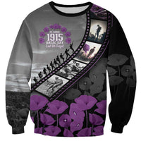 Personalised Remembering ANZAC Lest We Forget Sweatshirt Vintage Film Frame Memorial Purple Poppy LT9 Unisex Purple - Polynesian Pride