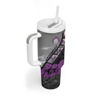Personalised Remembering ANZAC Lest We Forget Tumbler With Handle Vintage Film Frame Memorial Purple Poppy LT9 - Polynesian Pride