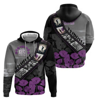 Personalised Remembering ANZAC Lest We Forget Zip Hoodie Vintage Film Frame Memorial Purple Poppy LT9 - Polynesian Pride