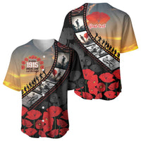 Personalised Remembering ANZAC Lest We Forget Baseball Jersey Vintage Film Frame Memorial Red Poppy LT9 - Polynesian Pride