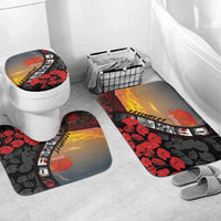 Personalised Remembering ANZAC Lest We Forget Bathroom Set Vintage Film Frame Memorial Red Poppy LT9 Mat Set Only (3 pcs) One Size Red - Polynesian Pride