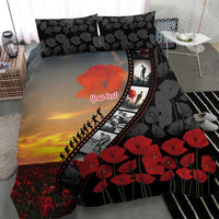 Personalised Remembering ANZAC Lest We Forget Bedding Set Vintage Film Frame Memorial Red Poppy LT9 - Polynesian Pride