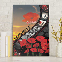 Personalised Remembering ANZAC Lest We Forget Canvas Wall Art Vintage Film Frame Memorial Red Poppy LT9 Without Frame Red - Polynesian Pride