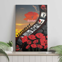 Personalised Remembering ANZAC Lest We Forget Canvas Wall Art Vintage Film Frame Memorial Red Poppy LT9 - Polynesian Pride