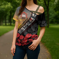 Personalised Remembering ANZAC Lest We Forget Cross Shoulder Shirt Vintage Film Frame Memorial Red Poppy LT9 - Polynesian Pride