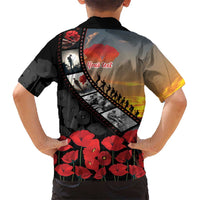Personalised Remembering ANZAC Lest We Forget Family Matching Long Sleeve Bodycon Dress and Hawaiian Shirt Vintage Film Frame Memorial Red Poppy