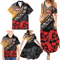 Personalised Remembering ANZAC Lest We Forget Family Matching Summer Maxi Dress and Hawaiian Shirt Vintage Film Frame Memorial Red Poppy
