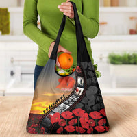 Personalised Remembering ANZAC Lest We Forget Grocery Bag Vintage Film Frame Memorial Red Poppy LT9 - Polynesian Pride