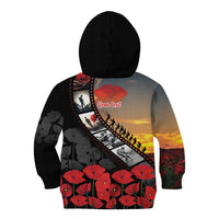 Personalised Remembering ANZAC Lest We Forget Kid Hoodie Vintage Film Frame Memorial Red Poppy LT9 - Polynesian Pride