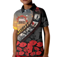 Personalised Remembering ANZAC Lest We Forget Kid Polo Shirt Vintage Film Frame Memorial Red Poppy LT9 Kid Red - Polynesian Pride