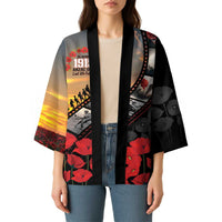 Personalised Remembering ANZAC Lest We Forget Kimono Vintage Film Frame Memorial Red Poppy LT9 - Polynesian Pride