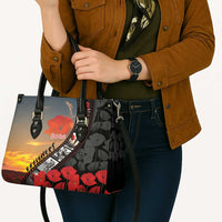 Personalised Remembering ANZAC Lest We Forget Leather Bag Vintage Film Frame Memorial Red Poppy LT9 - Polynesian Pride