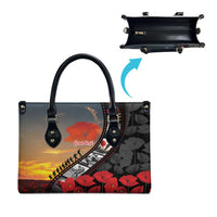 Personalised Remembering ANZAC Lest We Forget Leather Bag Vintage Film Frame Memorial Red Poppy LT9 - Polynesian Pride