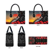 Personalised Remembering ANZAC Lest We Forget Leather Bag Vintage Film Frame Memorial Red Poppy LT9 - Polynesian Pride