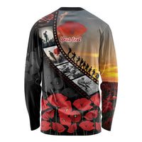 Personalised Remembering ANZAC Lest We Forget Long Sleeve Shirt Vintage Film Frame Memorial Red Poppy LT9 - Polynesian Pride