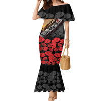 Personalised Remembering ANZAC Lest We Forget Mermaid Dress Vintage Film Frame Memorial Red Poppy LT9 Women Red - Polynesian Pride
