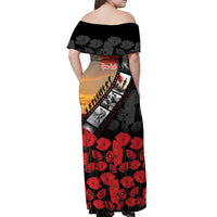 Personalised Remembering ANZAC Lest We Forget Off Shoulder Maxi Dress Vintage Film Frame Memorial Red Poppy LT9 - Polynesian Pride