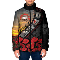 Personalised Remembering ANZAC Lest We Forget Padded Jacket Vintage Film Frame Memorial Red Poppy LT9 Men Red - Polynesian Pride