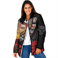Personalised Remembering ANZAC Lest We Forget Padded Jacket Vintage Film Frame Memorial Red Poppy LT9 Women Red - Polynesian Pride
