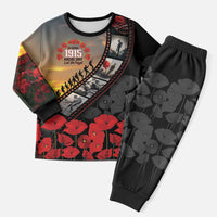 Personalised Remembering ANZAC Lest We Forget Pajama Set Vintage Film Frame Memorial Red Poppy LT9 Men Red - Polynesian Pride