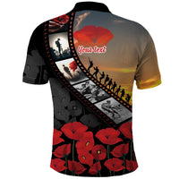 Personalised Remembering ANZAC Lest We Forget Polo Shirt Vintage Film Frame Memorial Red Poppy LT9 - Polynesian Pride