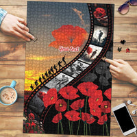 Personalised Remembering ANZAC Lest We Forget Puzzle Vintage Film Frame Memorial Red Poppy LT9 Red - Polynesian Pride