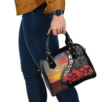 Personalised Remembering ANZAC Lest We Forget Shoulder Handbag Vintage Film Frame Memorial Red Poppy LT9 - Polynesian Pride