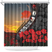 Personalised Remembering ANZAC Lest We Forget Shower Curtain Vintage Film Frame Memorial Red Poppy LT9 Red - Polynesian Pride