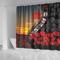 Personalised Remembering ANZAC Lest We Forget Shower Curtain Vintage Film Frame Memorial Red Poppy LT9 - Polynesian Pride