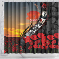 Personalised Remembering ANZAC Lest We Forget Shower Curtain Vintage Film Frame Memorial Red Poppy LT9 - Polynesian Pride