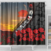 Personalised Remembering ANZAC Lest We Forget Shower Curtain Vintage Film Frame Memorial Red Poppy LT9 - Polynesian Pride