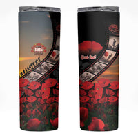 Personalised Remembering ANZAC Lest We Forget Skinny Tumbler Vintage Film Frame Memorial Red Poppy LT9 Red - Polynesian Pride