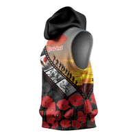 Personalised Remembering ANZAC Lest We Forget Sleeveless Hoodie Vintage Film Frame Memorial Red Poppy LT9 - Polynesian Pride