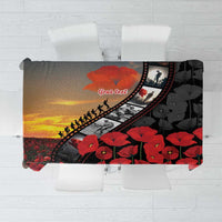 Personalised Remembering ANZAC Lest We Forget Tablecloth Vintage Film Frame Memorial Red Poppy LT9 Red - Polynesian Pride