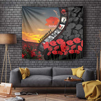 Personalised Remembering ANZAC Lest We Forget Tapestry Vintage Film Frame Memorial Red Poppy LT9 Red - Polynesian Pride