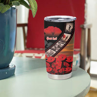 Personalised Remembering ANZAC Lest We Forget Tumbler Cup Vintage Film Frame Memorial Red Poppy LT9 - Polynesian Pride