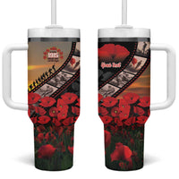 Personalised Remembering ANZAC Lest We Forget Tumbler With Handle Vintage Film Frame Memorial Red Poppy LT9 One Size: 40 oz Red - Polynesian Pride