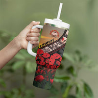 Personalised Remembering ANZAC Lest We Forget Tumbler With Handle Vintage Film Frame Memorial Red Poppy LT9 - Polynesian Pride