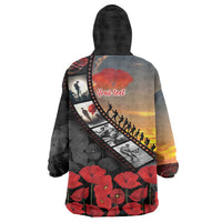 Personalised Remembering ANZAC Lest We Forget Wearable Blanket Hoodie Vintage Film Frame Memorial Red Poppy LT9 - Polynesian Pride