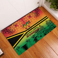 Hapi 44th Indipendens Dei Vanuatu Rubber Doormat Yumi 1980 with Vanuatuan Beach Landscape LT9 Reggae - Polynesian Pride