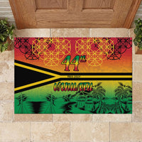 Hapi 44th Indipendens Dei Vanuatu Rubber Doormat Yumi 1980 with Vanuatuan Beach Landscape LT9 - Polynesian Pride