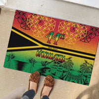 Hapi 44th Indipendens Dei Vanuatu Rubber Doormat Yumi 1980 with Vanuatuan Beach Landscape LT9 - Polynesian Pride