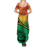 Hapi 44th Indipendens Dei Vanuatu Summer Maxi Dress Yumi 1980 with Vanuatuan Beach Landscape LT9 - Polynesian Pride