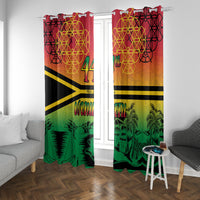 Hapi 44th Indipendens Dei Vanuatu Window Curtain Yumi 1980 with Vanuatuan Beach Landscape LT9 With Grommets Reggae - Polynesian Pride