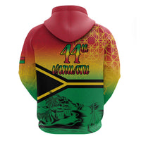 Hapi 44th Indipendens Dei Vanuatu Zip Hoodie Yumi 1980 with Vanuatuan Beach Landscape