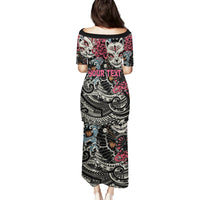 Personalized Japanese Kitsune Mask Family Matching Puletasi and Hawaiian Shirt With Polynesian Arty Style