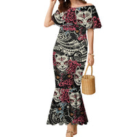 Personalized Japanese Kitsune Mask Mermaid Dress With Polynesian Arty Style LT9 Women Black - Polynesian Pride
