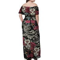 Personalized Japanese Kitsune Mask Off Shoulder Maxi Dress With Polynesian Arty Style LT9 - Polynesian Pride
