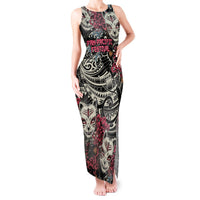 Personalized Japanese Kitsune Mask Tank Maxi Dress With Polynesian Arty Style LT9 Women Black - Polynesian Pride
