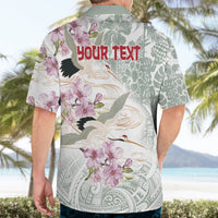 Personalized Japanese Shirasagi Bird Hawaiian Shirt Sakura and Hibiscus Polynesian Pattern LT9 - Polynesian Pride